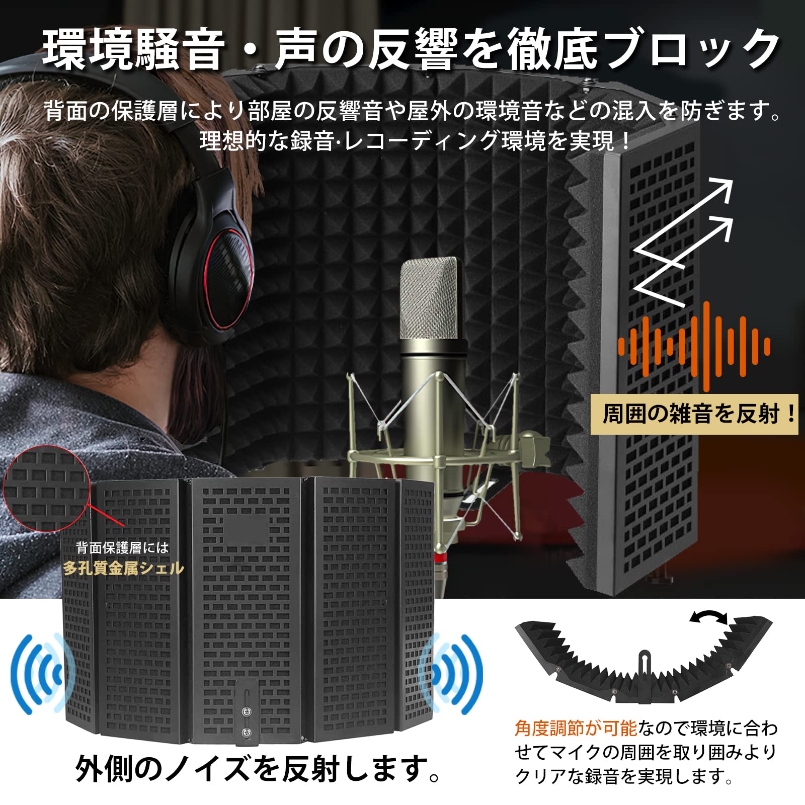Amazon | HomLead リフレクションフィルター 防音シールド マイク分離